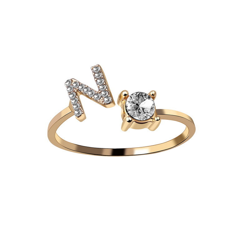 New Design Adjustable 26 Initial Letter Ring Fashion Jewelry For Women Simple Elegant Jewelry New Design Adjustable 26 Initial Letter Ring Fashion Jewelry For Women Simple Elegant Jewelry